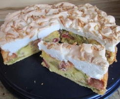 Rhabarber-Baiserkuchen mit Mandelsplittern