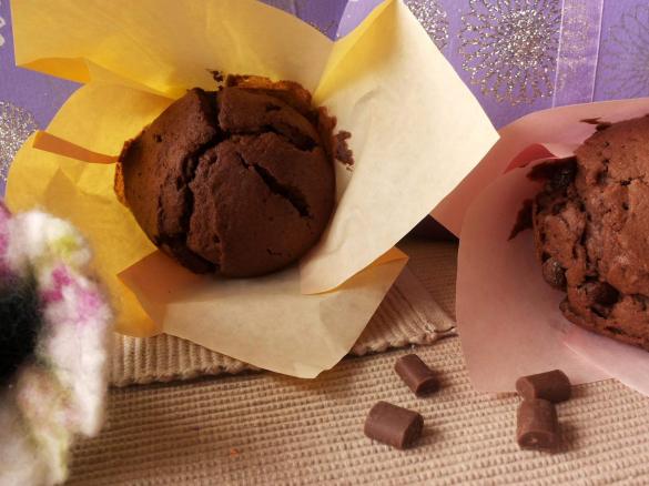 Muffins Schoko im Tulpenpapier mit versteckter Zucchini :-)