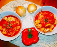 Tomatiger Schnitzel-Paprika-Topf