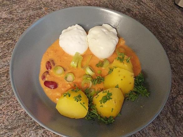 Senf - Eier a la Mexicana mit Kartoffeln