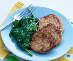 Quinaplätzchen mit Spinatsalat