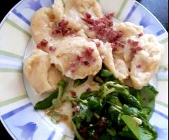 "Mehlknepp Pfälzerart", Mehlknödel, Mehlklöße mit Specksahnesoße