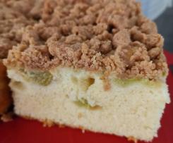 Saftiger (samtiger) Rhabarberkuchen mit Streuseln