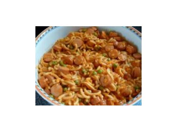 Würstchengulasch mit Gabelspaghetti