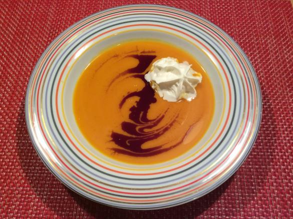 Variation von Kürbis Creme Suppe, Kürbiscremesuppe