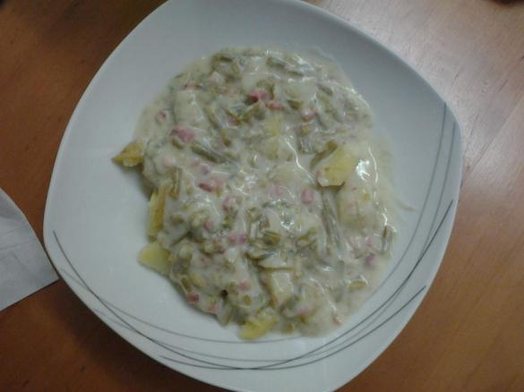 Milchbohnen mit Speck / Gestovte Bohnen 