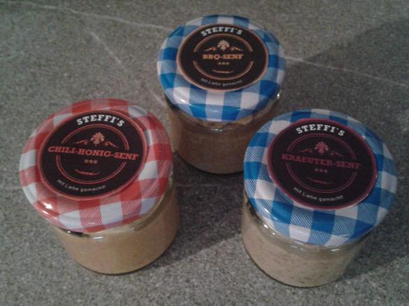 Dreierlei Senf : Kräuter / Honig-Chili / BBQ