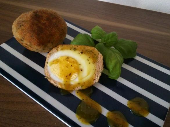 Frittierte Lachseier mit Honig-Senf-Soße