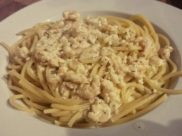 Nudeln mit Krabben-Sahnesoße
