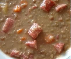 Linseneintopf mit Kabanossi