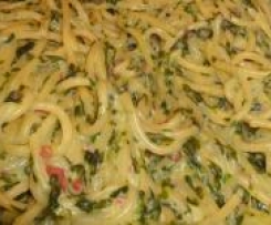 Spinat-Specksauce zu Nudeln