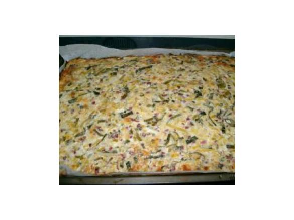 Lauchkuchen auf dem Blech