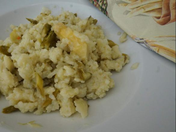 Spargelrisotto grün/weiß