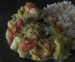 Fischfrikassee mit Gemüse in Curry/ Kokos  ( all-in-one )