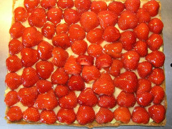 Erdbeerkuchen mit Vanillepudding