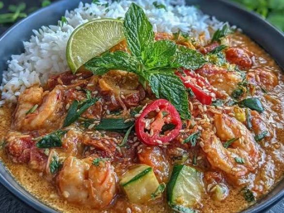 Curry mit Reis und Gemüse