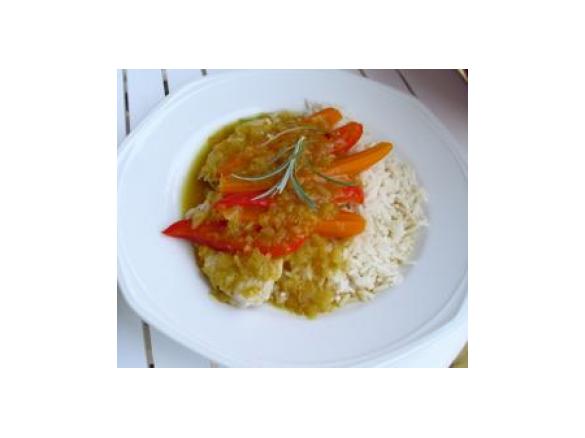 Pute in scharfer Aprikosensoße