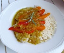 Pute in scharfer Aprikosensoße