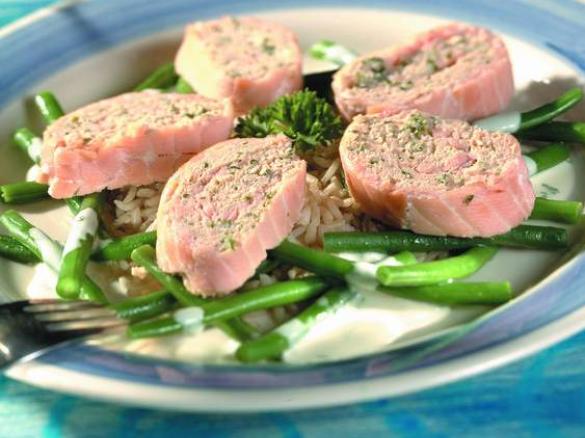 Gefüllter Lachs mit grünen Bohnen