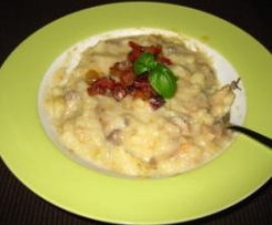 Kartoffel-Pilz-Suppe mit Speckwürfel