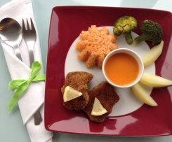Variation von Gemüseplatte - mit Tomatenreis & Hähnchenbrust- oder Fischfilet