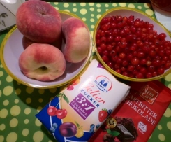 Johannisbeer-Pfirsich-Marmelade mit Zartbitterschokolade