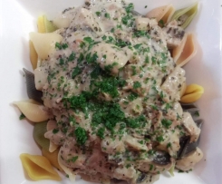 Penne für zwei mit Schinkensauce