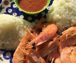 Apfel-Kohlrabi Salat mit Crevetten an Orangenknoblauch Salsa / HCG Diätphase / Low Carb