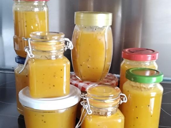 Nektarinen-Birnen-Mango-Maracuja Marmelade