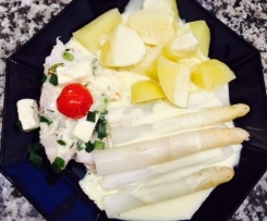 Dorschfilets mit Spargel und Kartoffeln