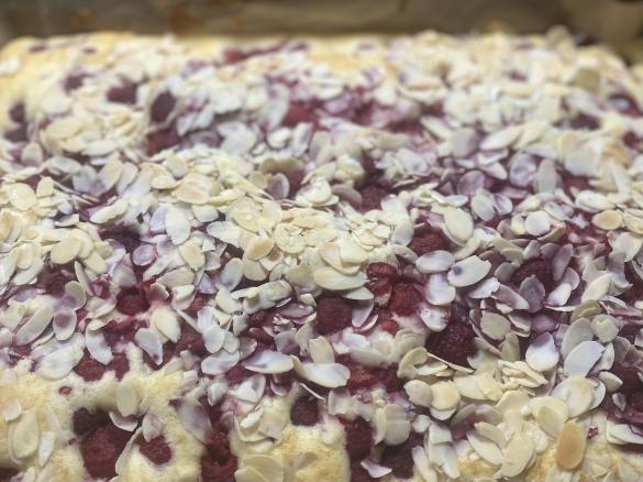 Schneller Himbeer/Sahne Blechkuchen