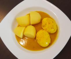 Senfeier mit Kartoffeln