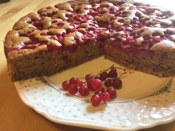 Kuchen mit Dominosteinen und Obst