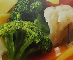 Hähnchen mit Gemüseplatte und heller Sauce