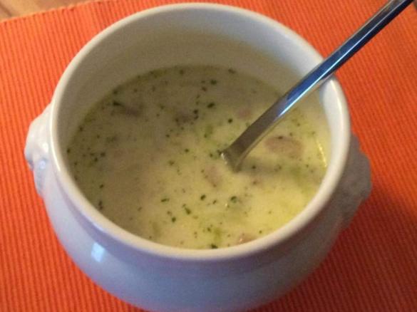 Geflügel-Lauch-Suppe mit Schmelzkäse