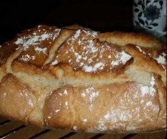 Mischbrot / Korbbrot im Römertopf . Knusprig . Ohne gehen. Dinkel,Roggen 