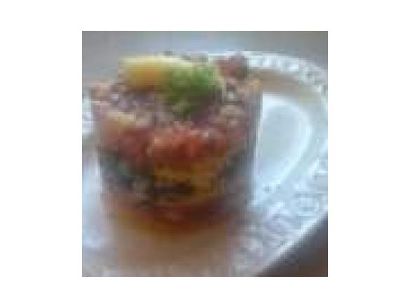 Polentaturm mit gebratenen Auberginen 