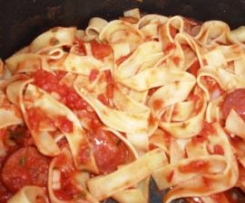 Bandnudeln mit Chorizo