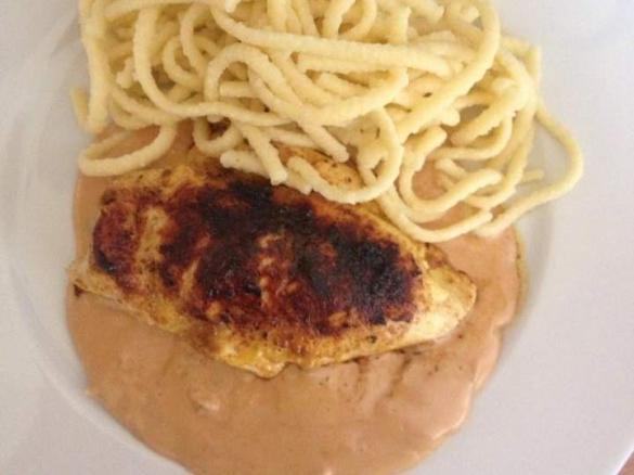 Orangenhähnchen mit Pfefferrahmsauce  von der Sansibar