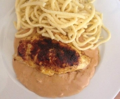 Orangenhähnchen mit Pfefferrahmsauce  von der Sansibar