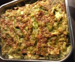 Grün-weiße Lasagne mit Spinat und Fisch