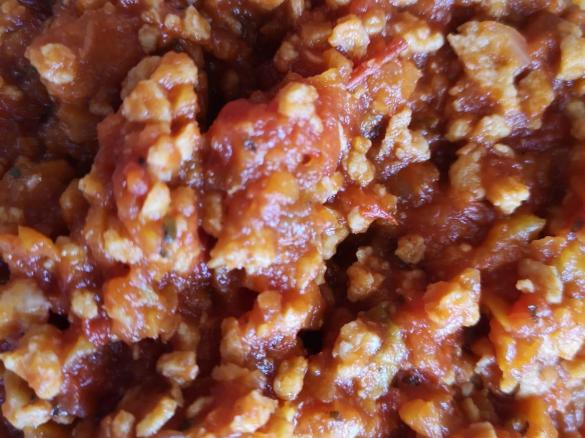 Spaghetti mit Sojabolognese-Sauce