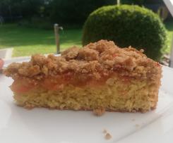 Streuselkuchen mit Mirabellen und Marzipan