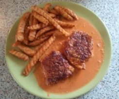 Variation von Schweinefilet Italia (aus Schnitzeln und mit Soße)