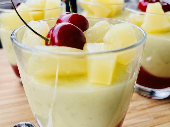 Ananas Melonen Grieß Pudding (ohne Milch)