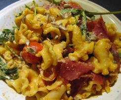 Pasta mit Rucola und Schinken