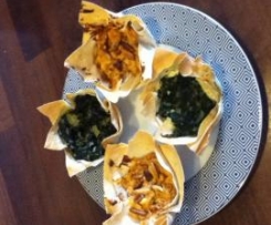 Herzhafte Yufka-Törtchen mit zwei Füllungen