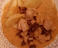 Hähnchengulasch mit Pfifferlingen und Kartoffeln