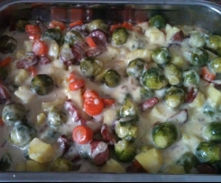 Rosenkohl Cabanossi Auflauf