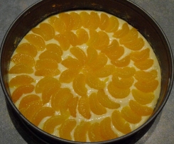 Schmandkuchen mit Mandarinen und Kokosraspeln